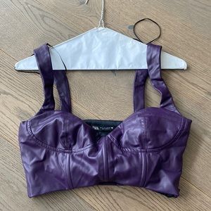 Zara Leather Cropped Corset Top